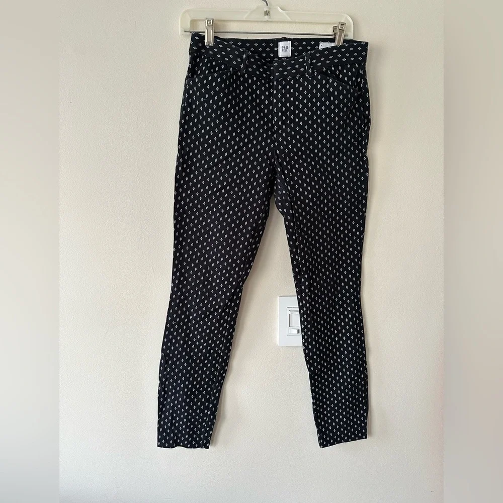 Gap Signature Skinny Ankle Mid Rise Dark Wash Geometric Print Stretch Pants 4